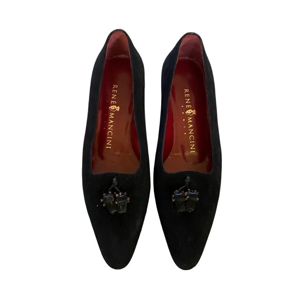 Rene Mancini Seude Womans Shoes size 7.5 Black Tessels